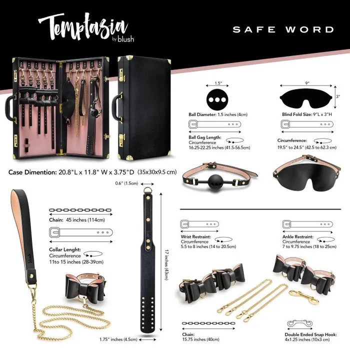 Couples Blush Novelties Temptasia Safe Word Bondage Kit with Suitcase Couples Blush Novelties Temptasia Safe Word Bondage Kit with Suitcase
