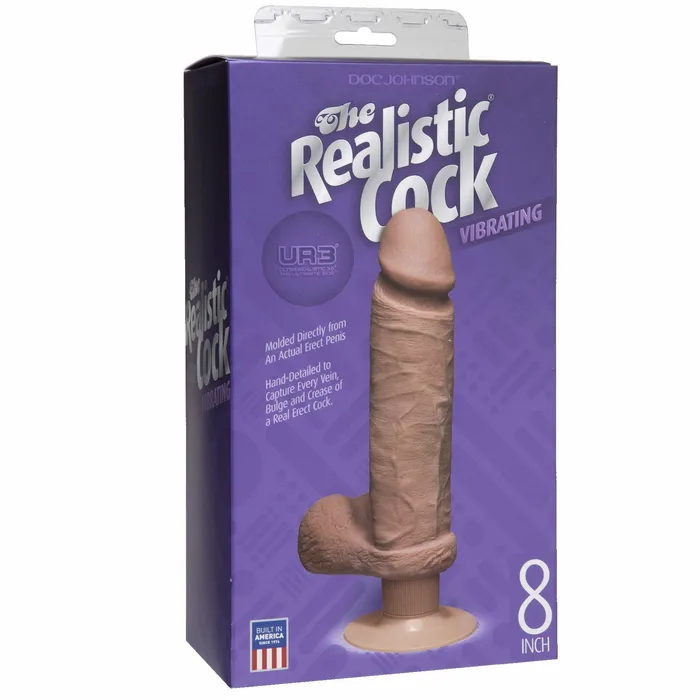 Doc Johnson Novelties Dildos The Realistic Cock Ultraskyn Vibrating 8in Brown
