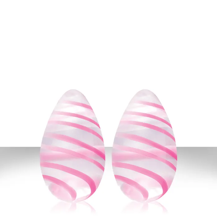 NS Novelties Female Sex Toys Crystal Kegel Eggs Clear With Pink Stripes